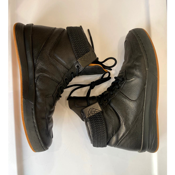 Magnus Alpha Men's sneaker High Top black on black calfskin leather size 9.5 - Picture 9 of 12